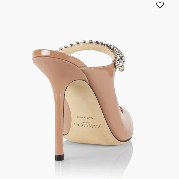 JIMMY CHOO Heels 38 NEW Bing 100MM Embellished Patent Leather Mules - Picture 3 of 5